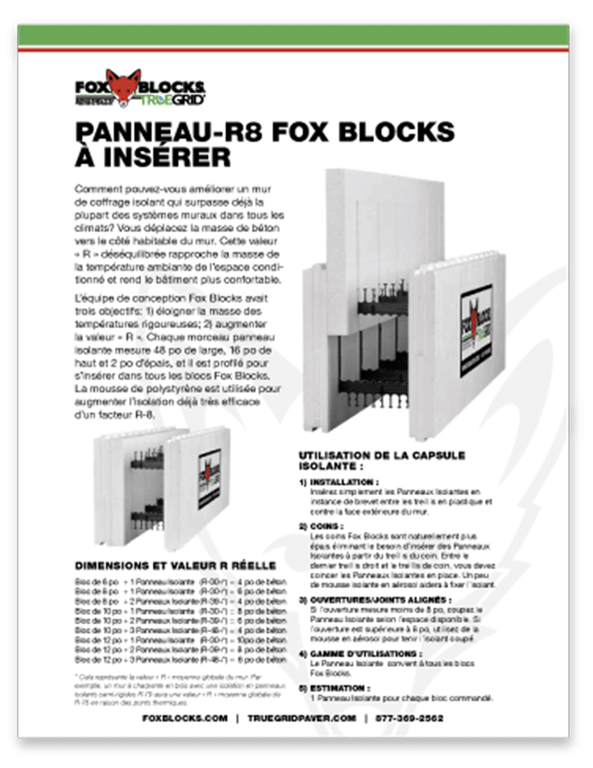 R-8 Energy Insert Panel (French)