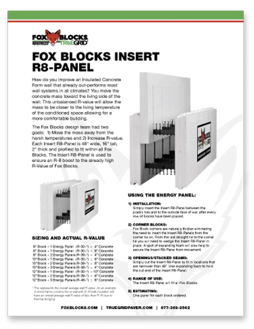 R-8 Energy Insert Panels